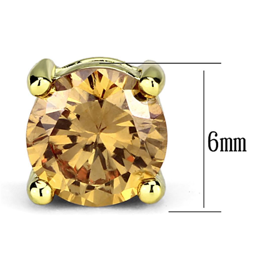 3W554 - Gold Brass Earrings with AAA Grade CZ  in Champagne-1