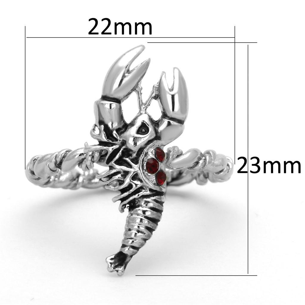 3W563 - Rhodium Brass Ring with Top Grade Crystal  in Siam-1