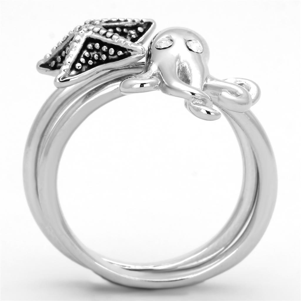 3W564 - Rhodium Brass Ring with Top Grade Crystal  in Clear-2