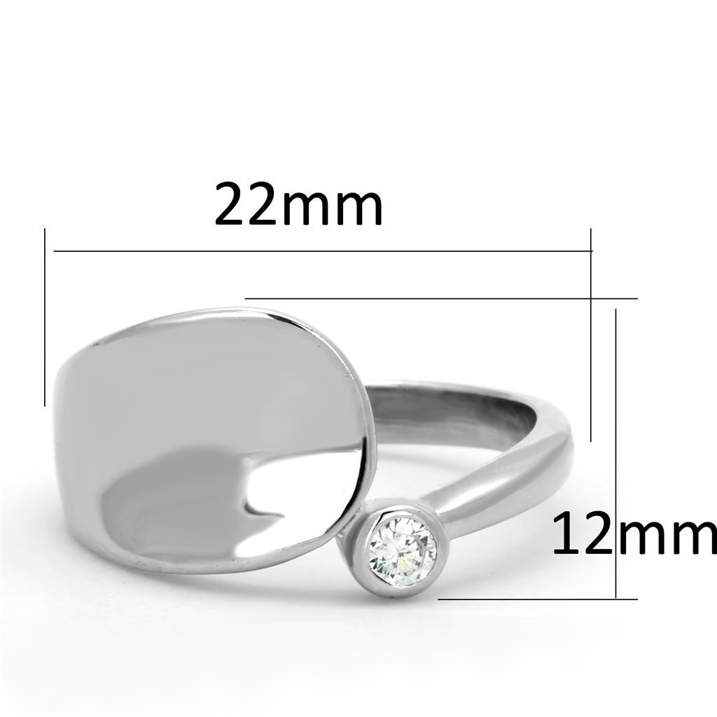 3W566 - Rhodium Brass Ring with AAA Grade CZ  in Clear-1