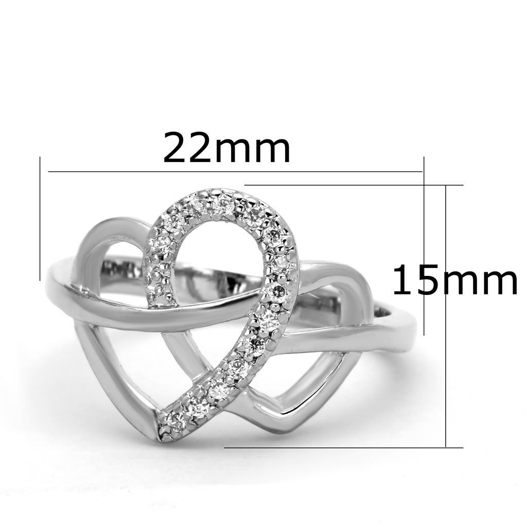 3W569 - Rhodium Brass Ring with AAA Grade CZ  in Clear-1