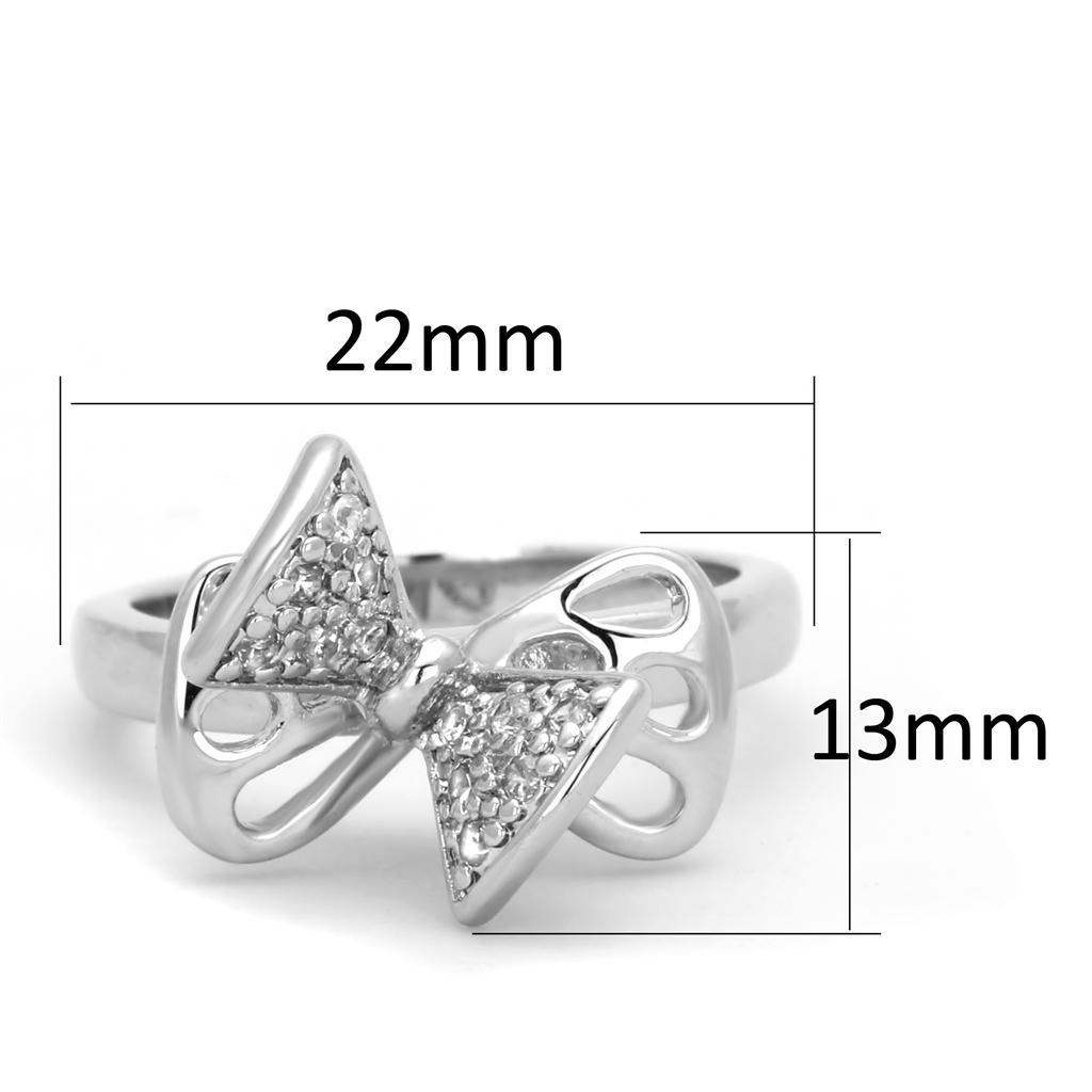 3W570 - Rhodium Brass Ring with AAA Grade CZ  in Clear-1