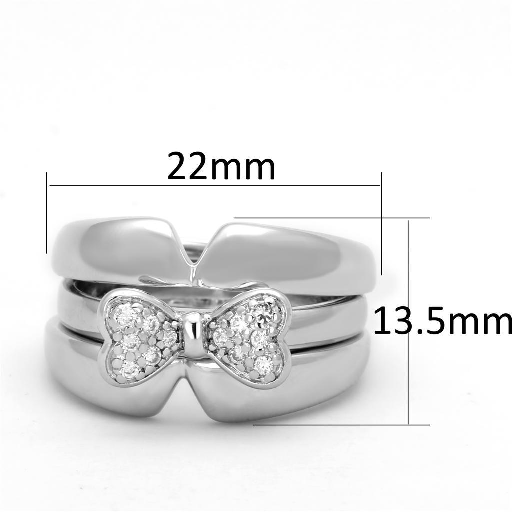3W571 - Rhodium Brass Ring with AAA Grade CZ  in Clear-1