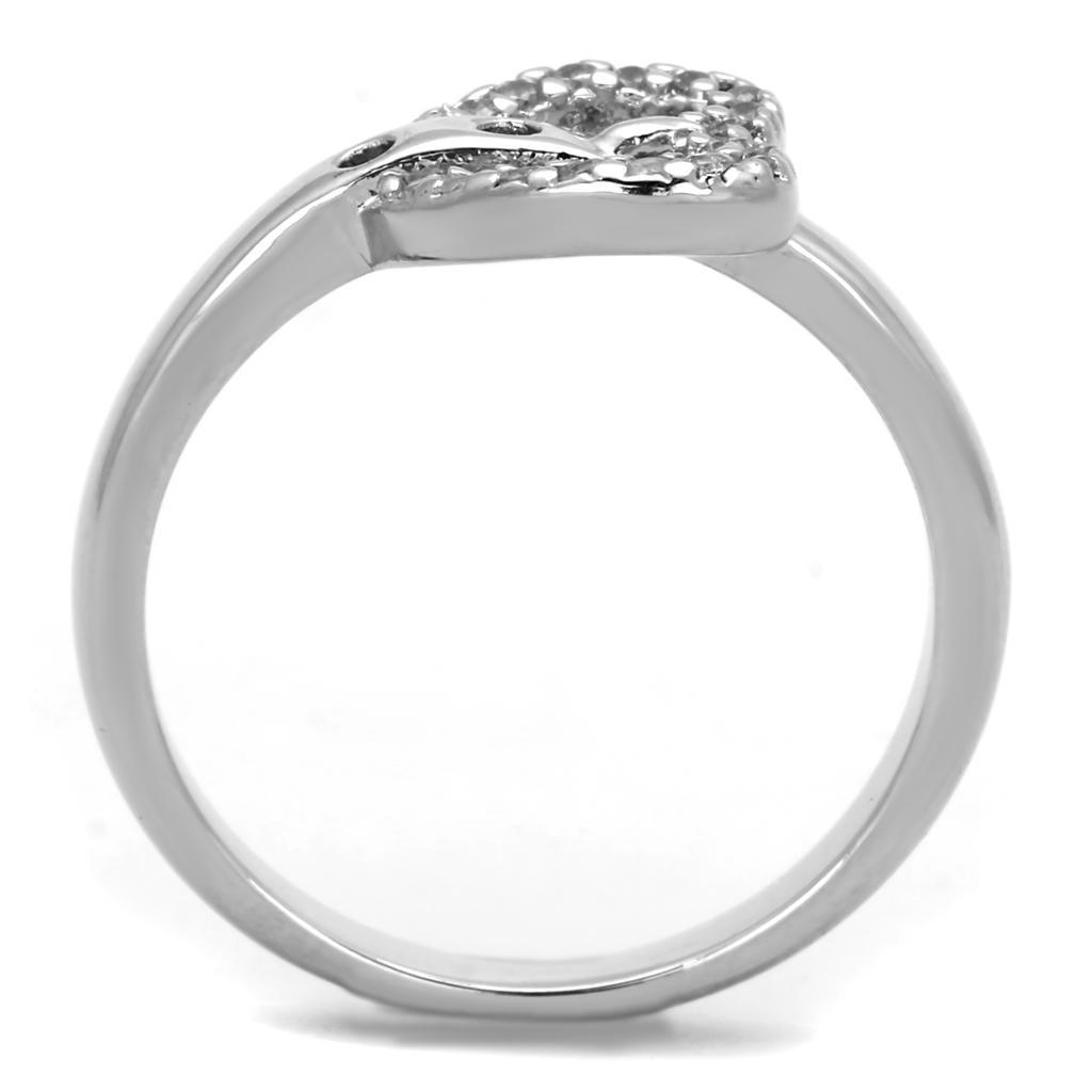 3W573 - Rhodium Brass Ring with AAA Grade CZ  in Clear-2