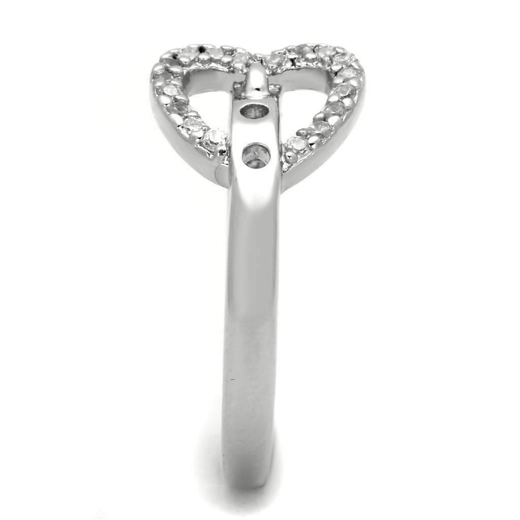 3W573 - Rhodium Brass Ring with AAA Grade CZ  in Clear-3