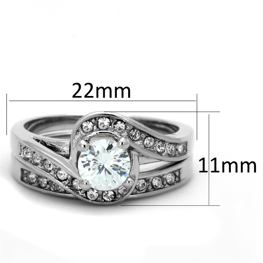 3W575 - Rhodium Brass Ring with AAA Grade CZ  in Clear-1