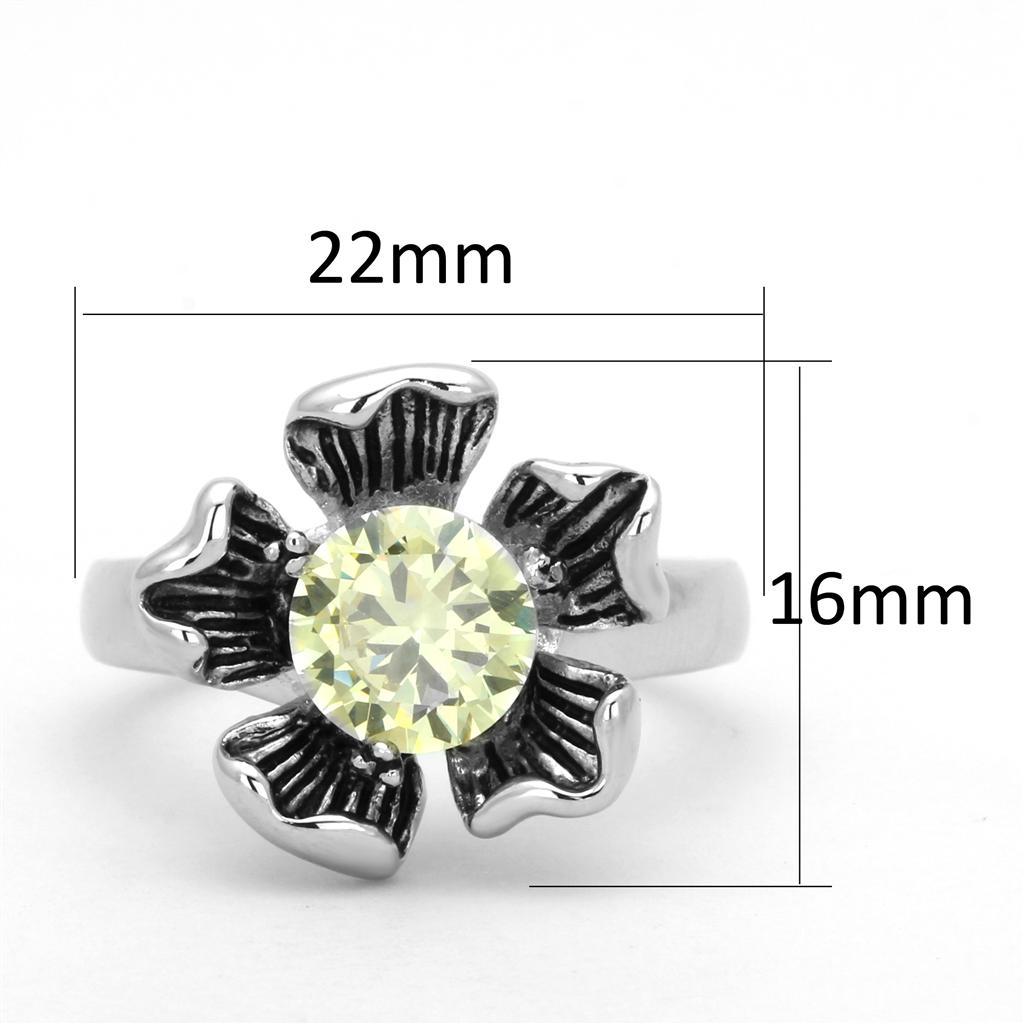 3W585 - Rhodium Brass Ring with AAA Grade CZ  in Citrine Yellow-1