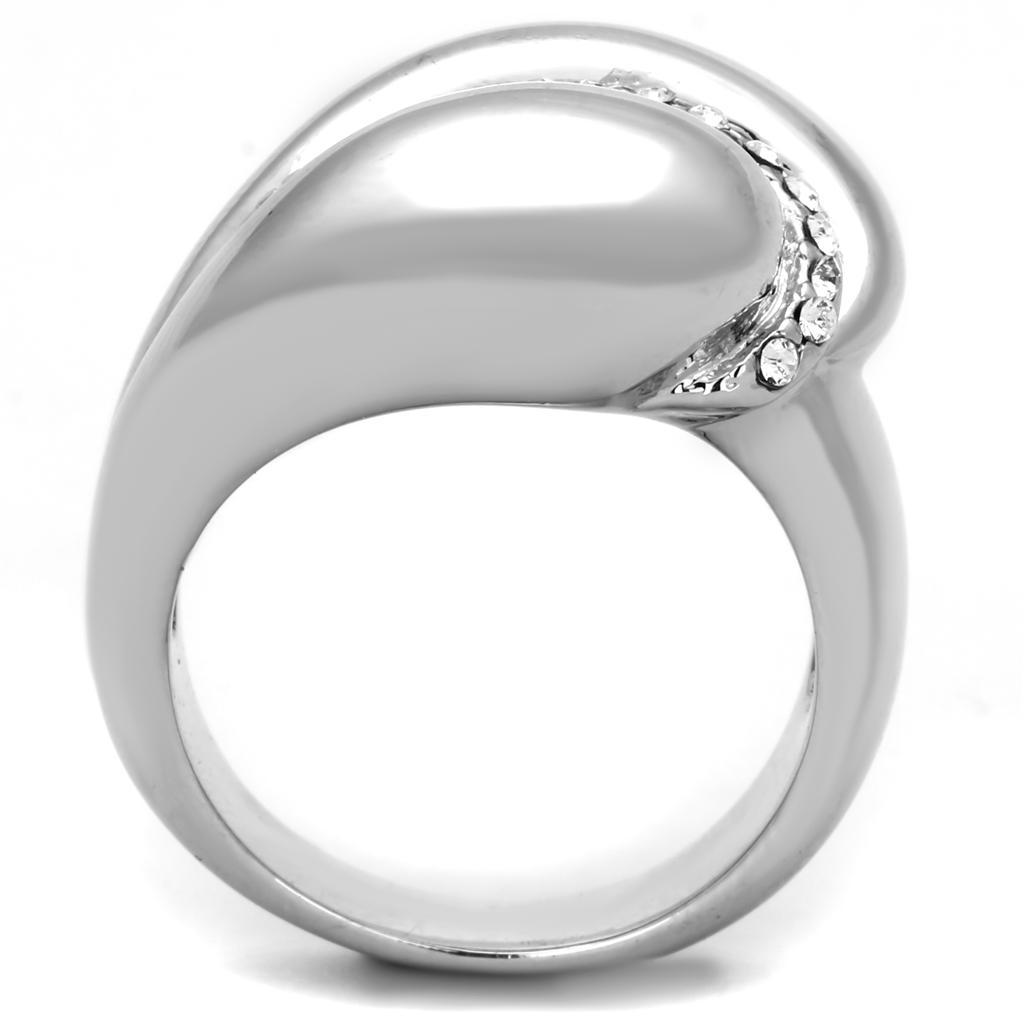 3W586 - Rhodium Brass Ring with Top Grade Crystal  in Clear-2