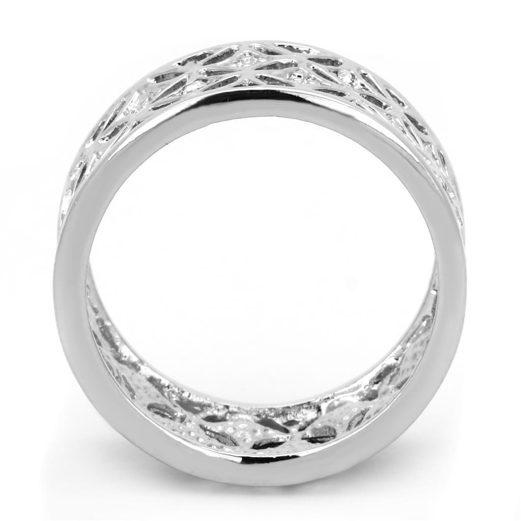 3W590 - Rhodium Brass Ring with Top Grade Crystal  in Clear-2