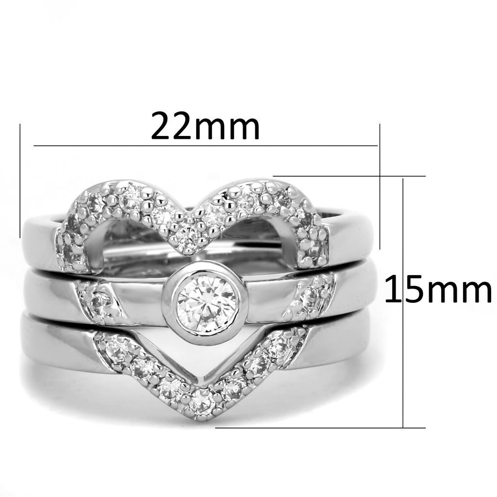 3W591 - Rhodium Brass Ring with AAA Grade CZ  in Clear-1