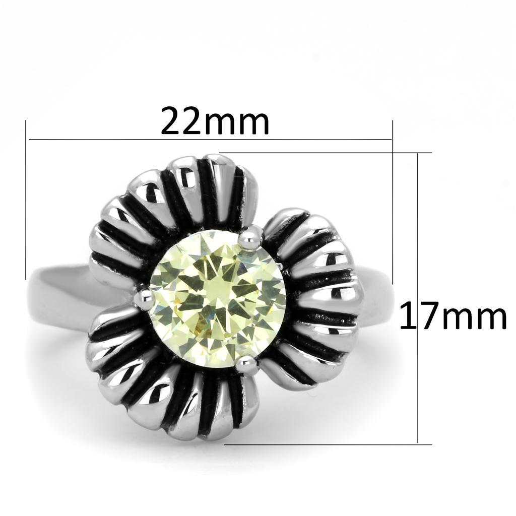 3W598 - Rhodium Brass Ring with AAA Grade CZ  in Citrine Yellow-1