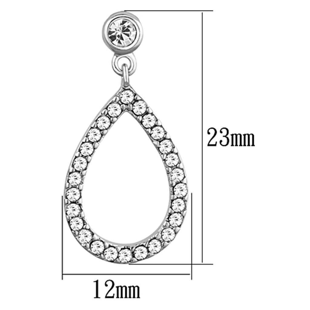 3W617 - Rhodium Brass Earrings with Top Grade Crystal  in Clear-1