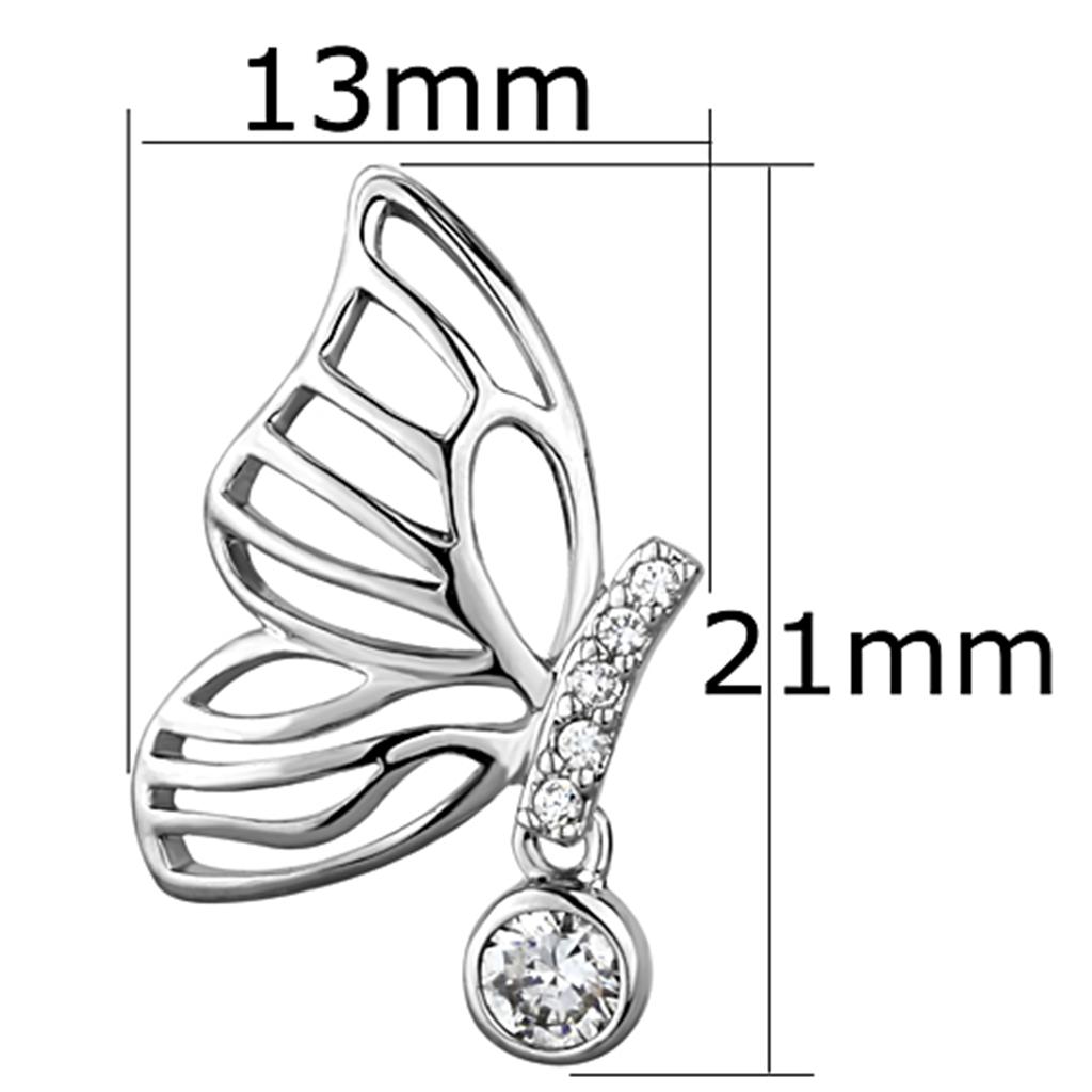 3W618 - Rhodium Brass Earrings with AAA Grade CZ  in Clear-2