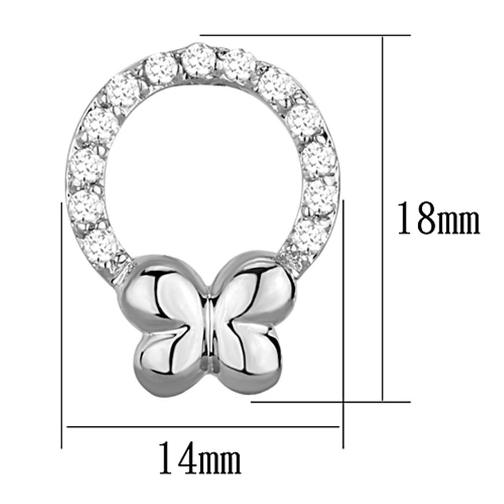 3W620 - Rhodium Brass Earrings with AAA Grade CZ  in Clear-1