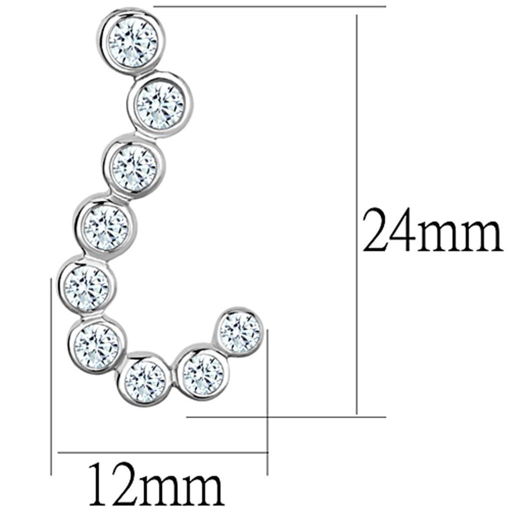 3W624 - Rhodium Brass Earrings with AAA Grade CZ  in Clear-1