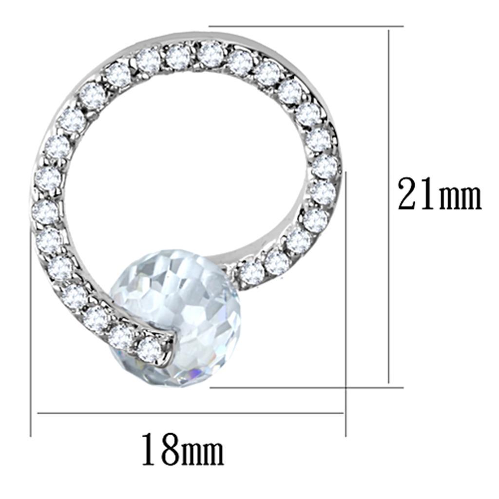 3W626 - Rhodium Brass Earrings with AAA Grade CZ  in Clear-1