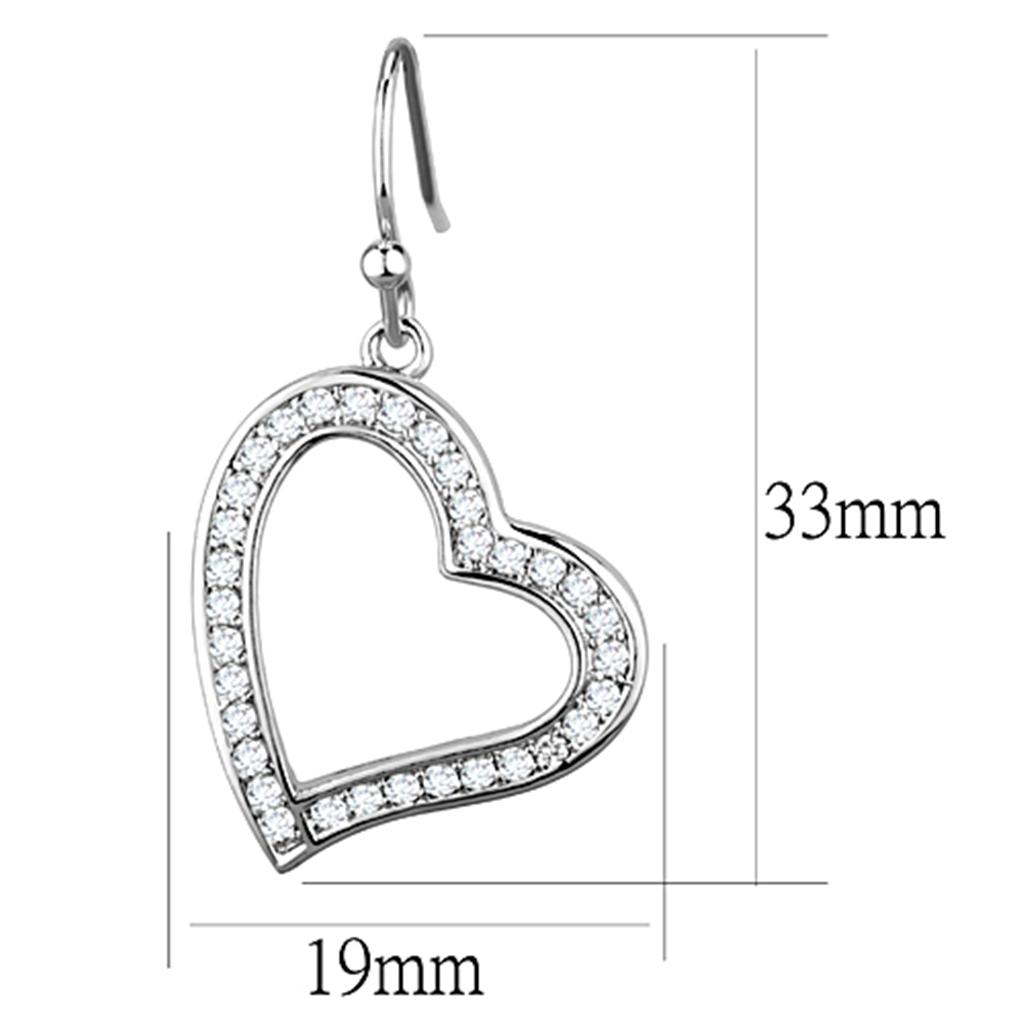 3W628 - Rhodium Brass Earrings with AAA Grade CZ  in Clear-1
