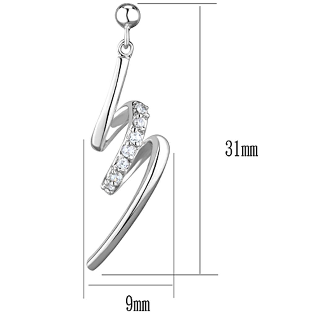 3W632 - Rhodium Brass Earrings with AAA Grade CZ  in Clear-1