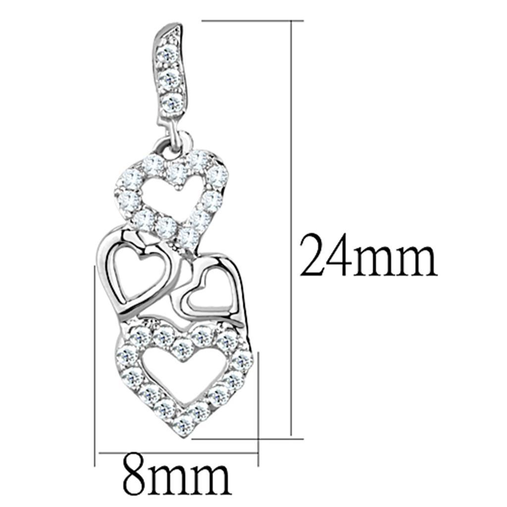 3W640 - Rhodium Brass Earrings with AAA Grade CZ  in Clear-1