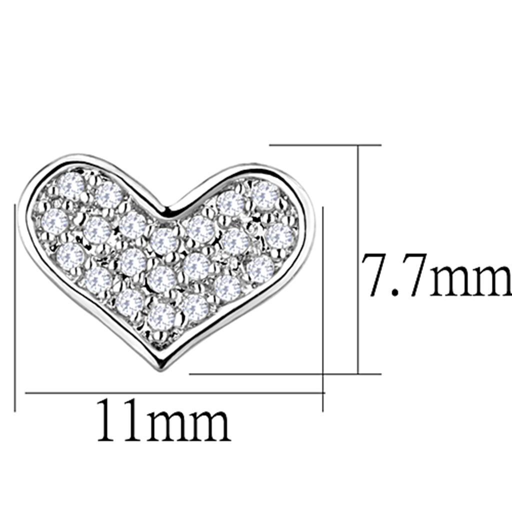 3W645 - Rhodium Brass Earrings with AAA Grade CZ  in Clear-1