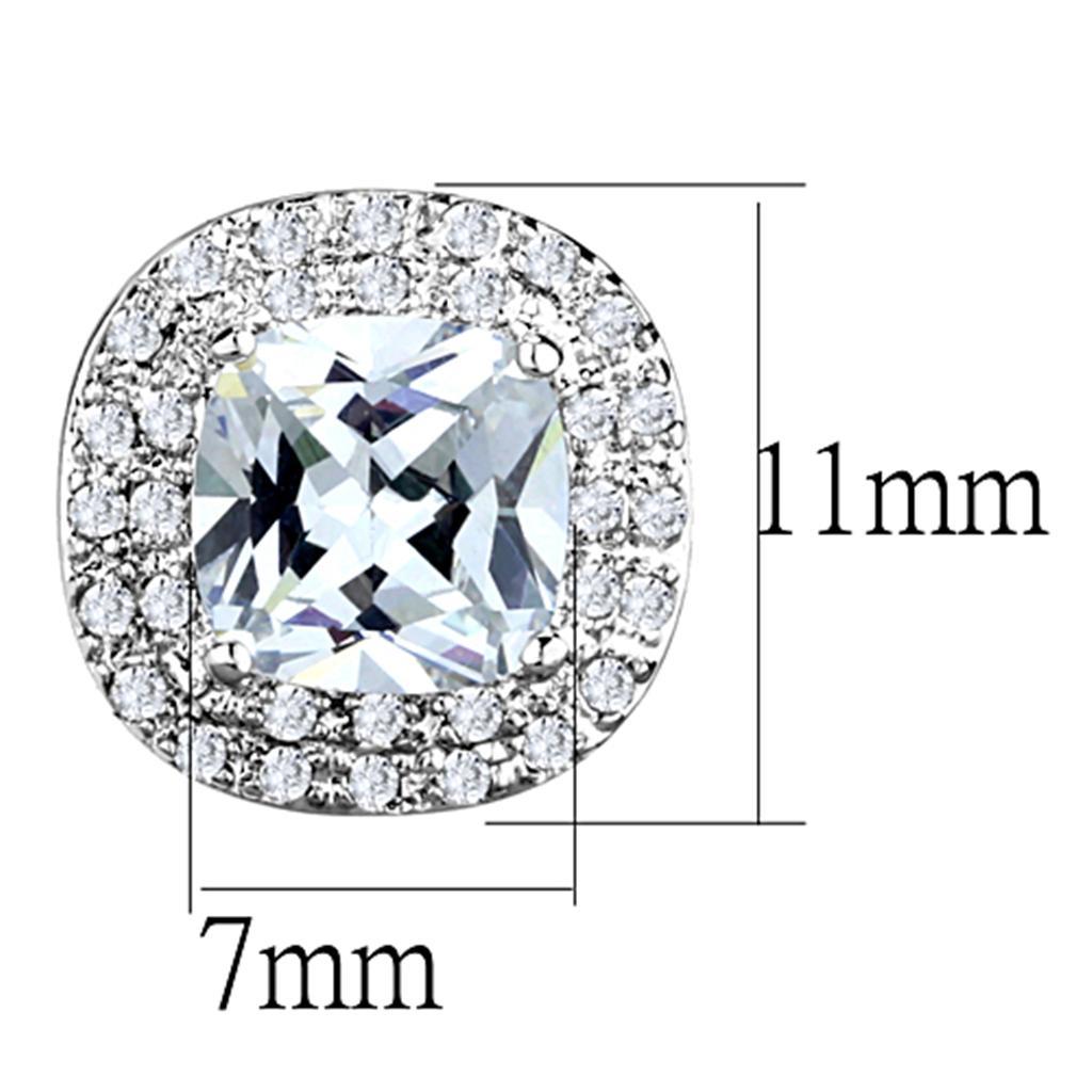 3W651 - Rhodium Brass Earrings with AAA Grade CZ  in Clear-1