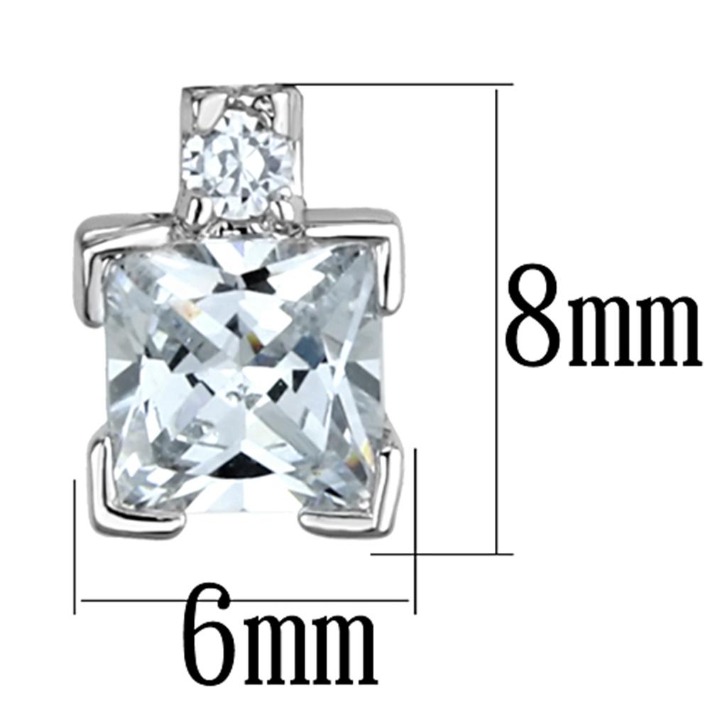 3W654 - Rhodium Brass Earrings with AAA Grade CZ  in Clear-1