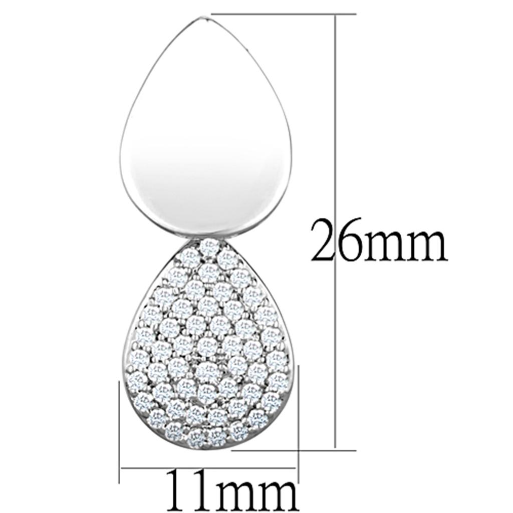 3W659 - Rhodium Brass Earrings with AAA Grade CZ  in Clear-1