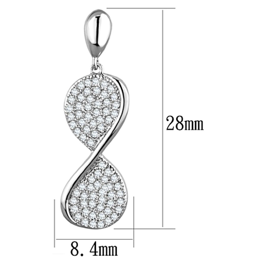 3W663 - Rhodium Brass Earrings with AAA Grade CZ  in Clear-1