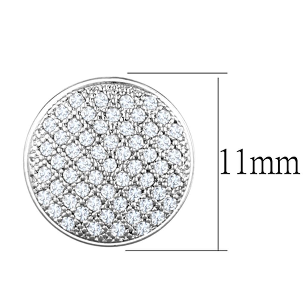 3W666 - Rhodium Brass Earrings with AAA Grade CZ  in Clear-1