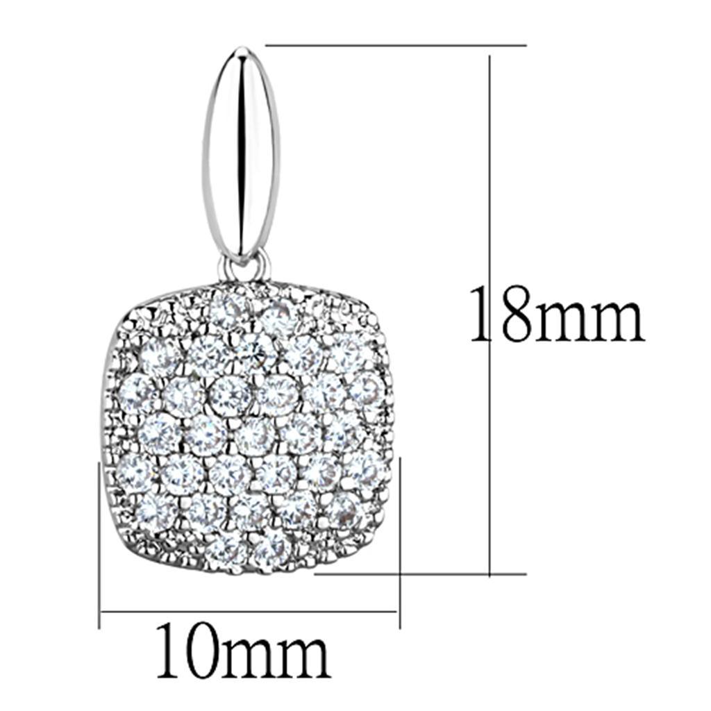 3W691 - Rhodium Brass Earrings with AAA Grade CZ  in Clear-1