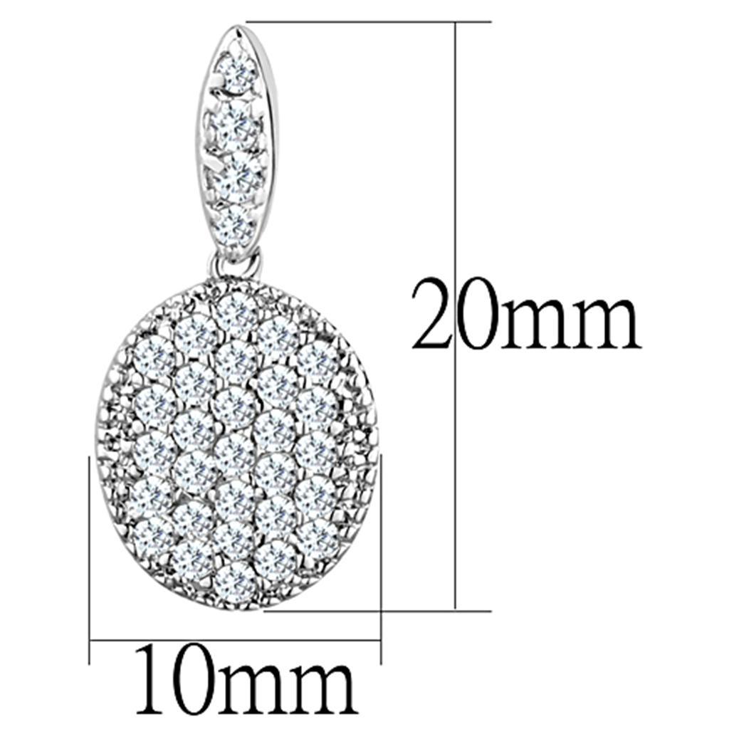 3W692 - Rhodium Brass Earrings with AAA Grade CZ  in Clear-1