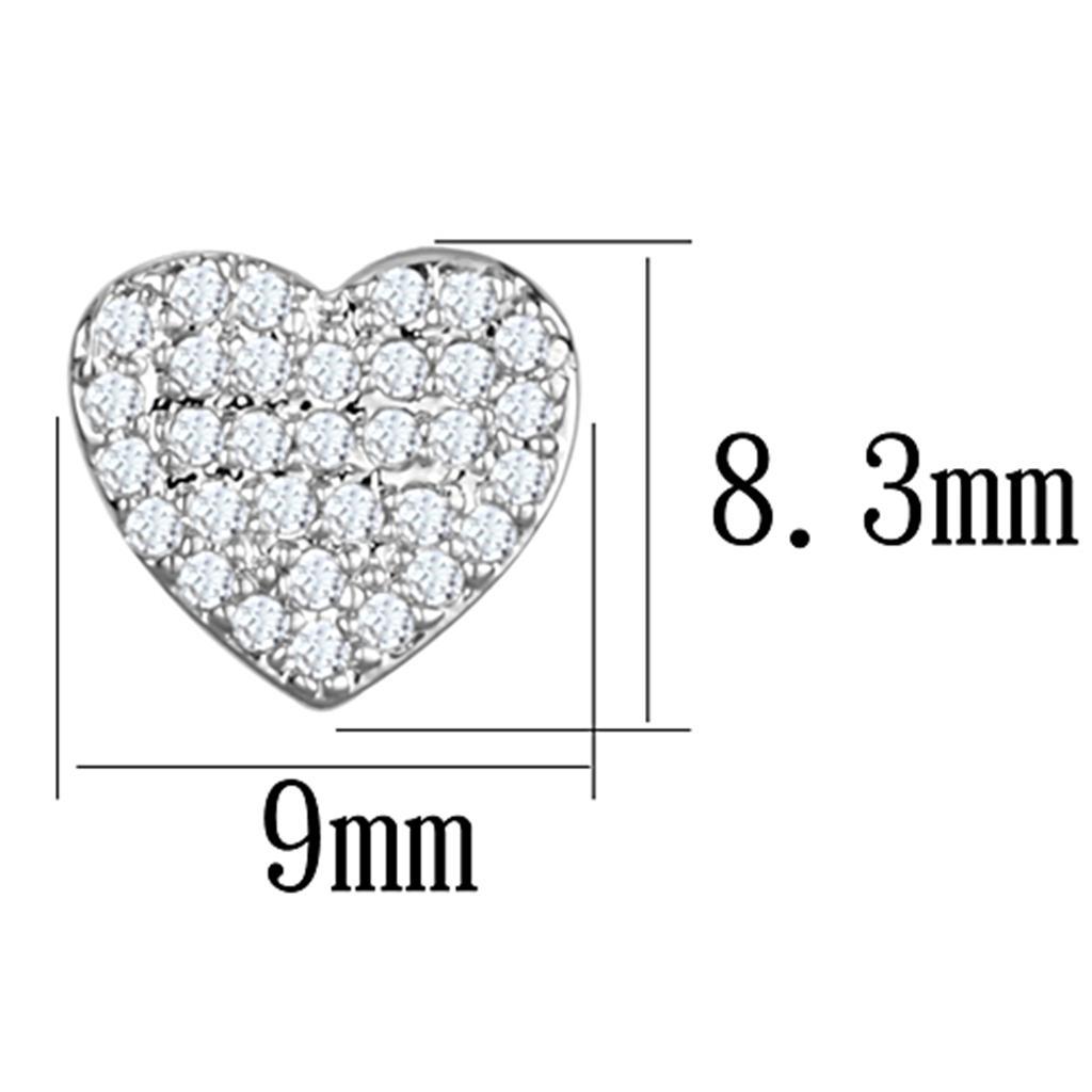 3W695 - Rhodium Brass Earrings with AAA Grade CZ  in Clear-1