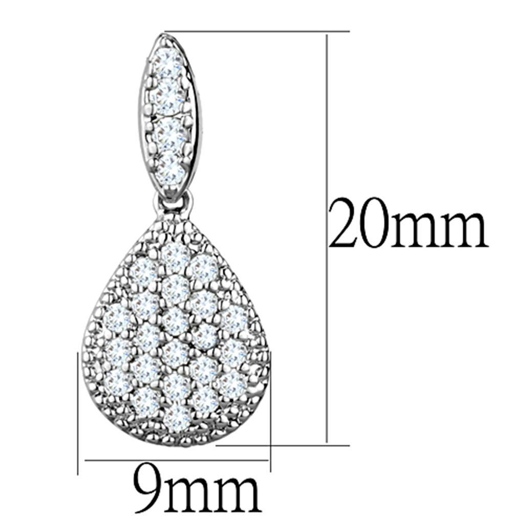 3W696 - Rhodium Brass Earrings with AAA Grade CZ  in Clear-1