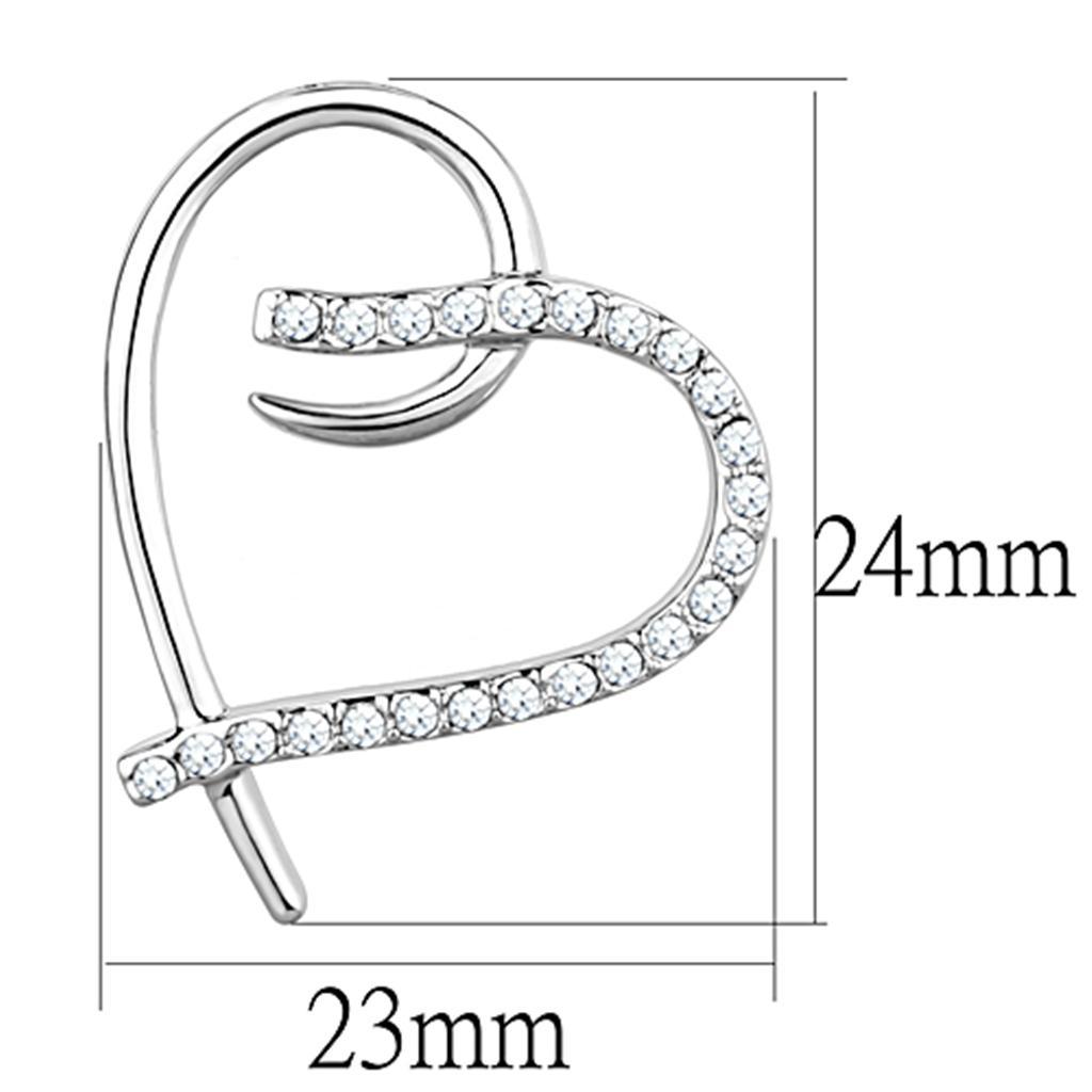 3W708 - Rhodium Brass Earrings with AAA Grade CZ  in Clear-1