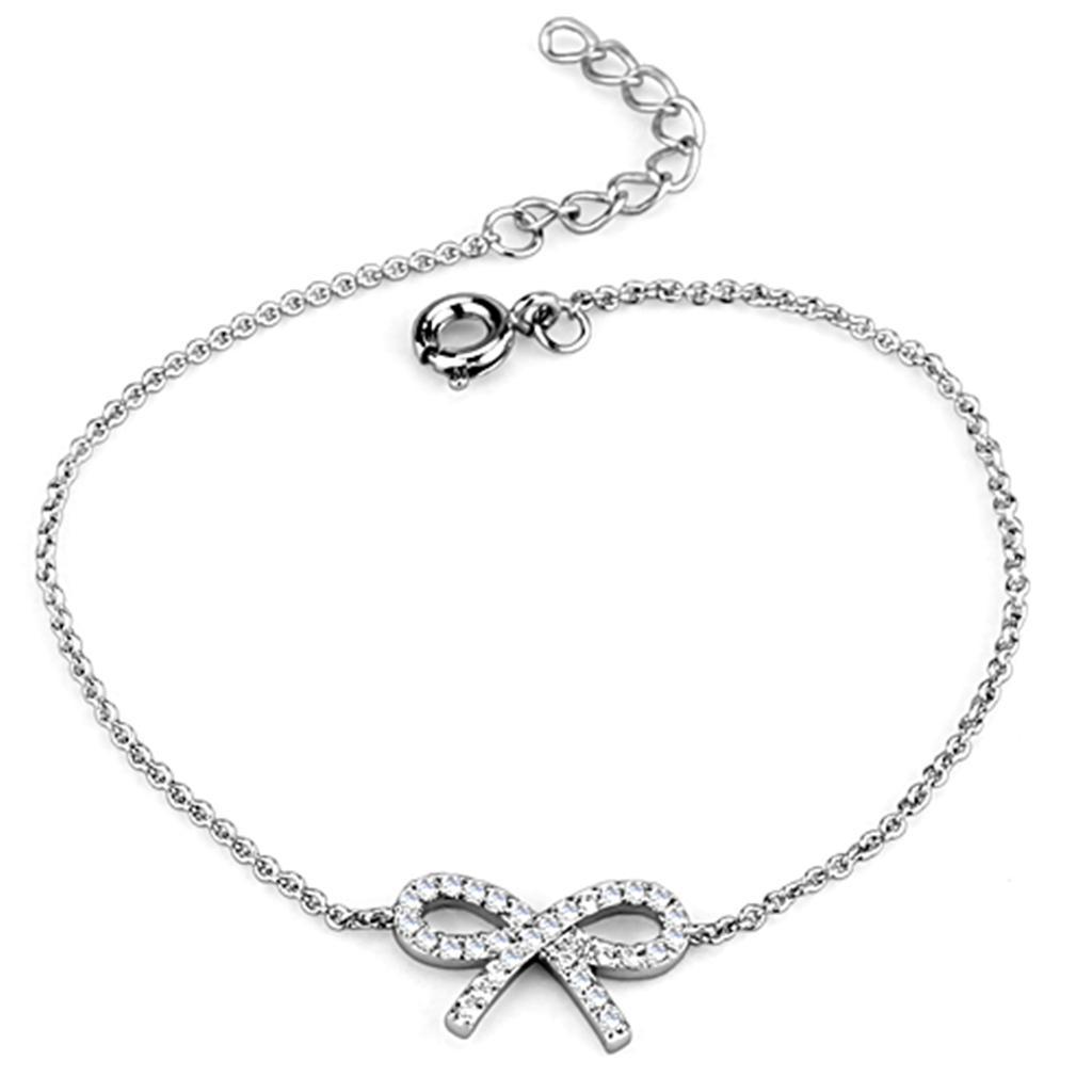 3W712 - Rhodium Brass Bracelet with AAA Grade CZ  in Clear-1