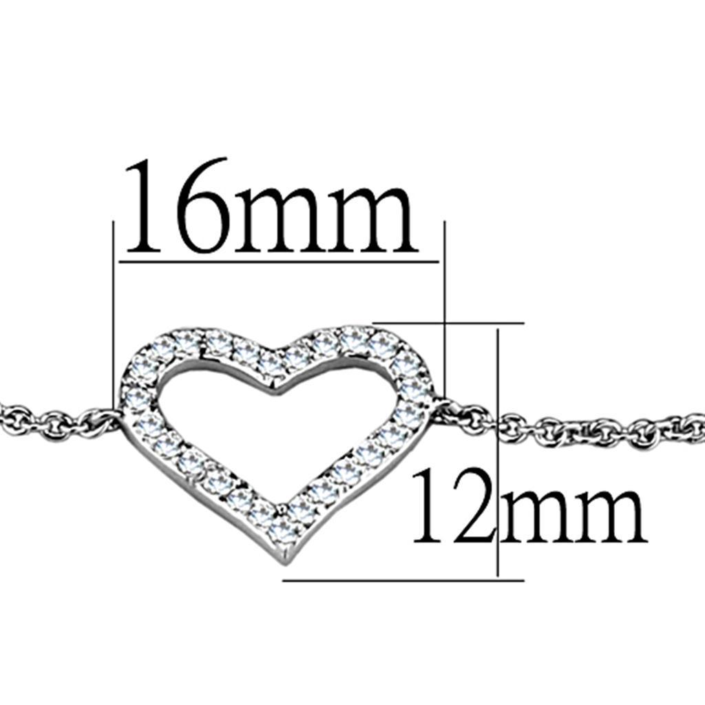 3W713 - Rhodium Brass Bracelet with AAA Grade CZ  in Clear-2