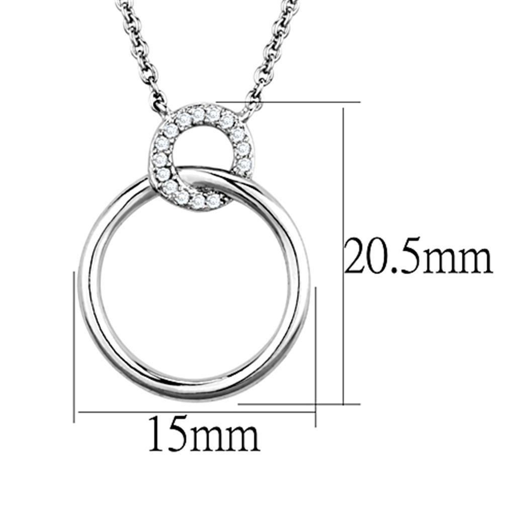 3W717 - Rhodium Brass Necklace with AAA Grade CZ  in Clear-1