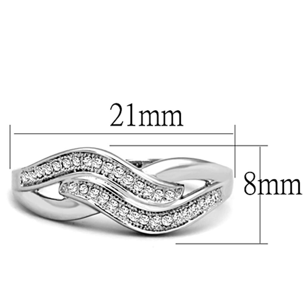3W724 - Rhodium Brass Ring with AAA Grade CZ  in Clear-1