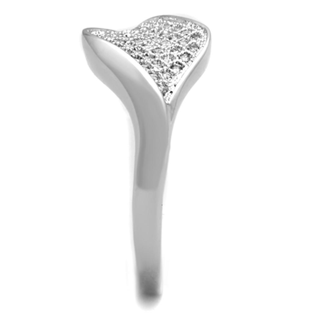 3W726 - Rhodium Brass Ring with AAA Grade CZ  in Clear-3