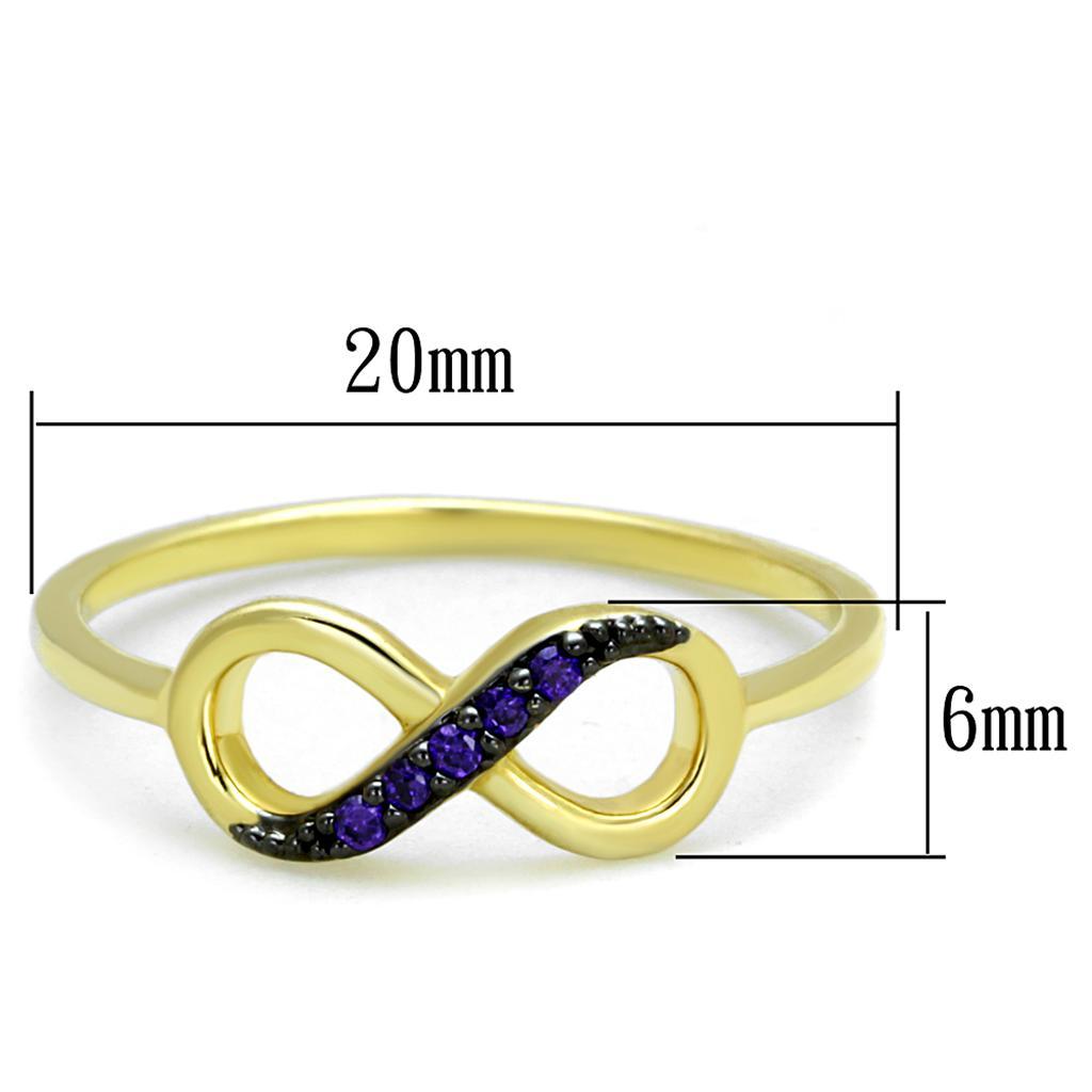3W727 - Gold+Ruthenium Brass Ring with AAA Grade CZ  in Tanzanite-1
