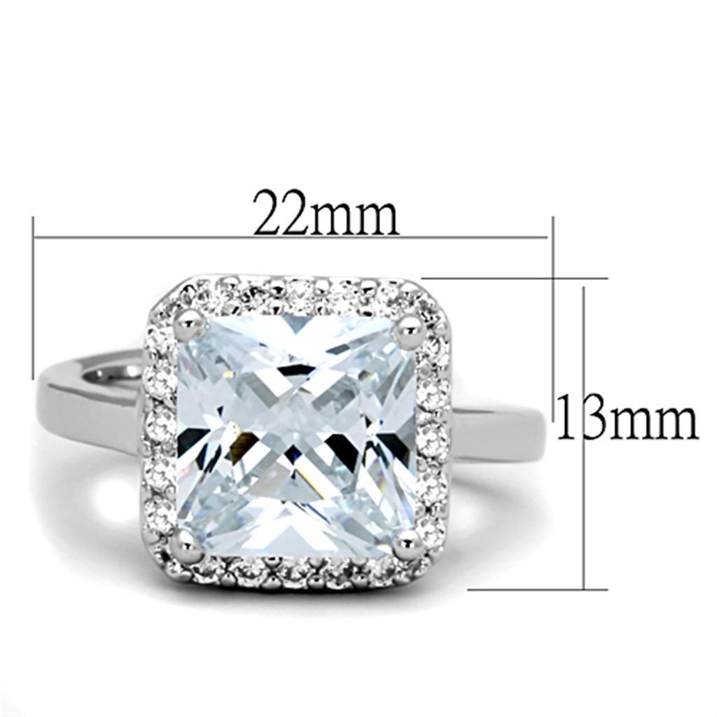 3W729 - Rhodium Brass Ring with AAA Grade CZ  in Clear-1
