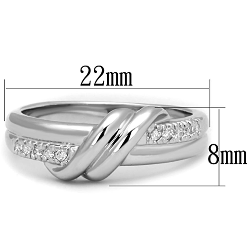 3W741 - Rhodium Brass Ring with AAA Grade CZ  in Clear-1