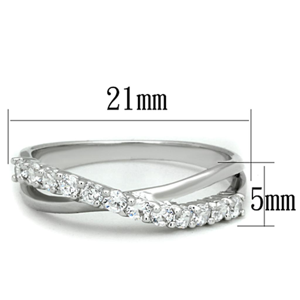 3W742 - Rhodium Brass Ring with AAA Grade CZ  in Clear-1