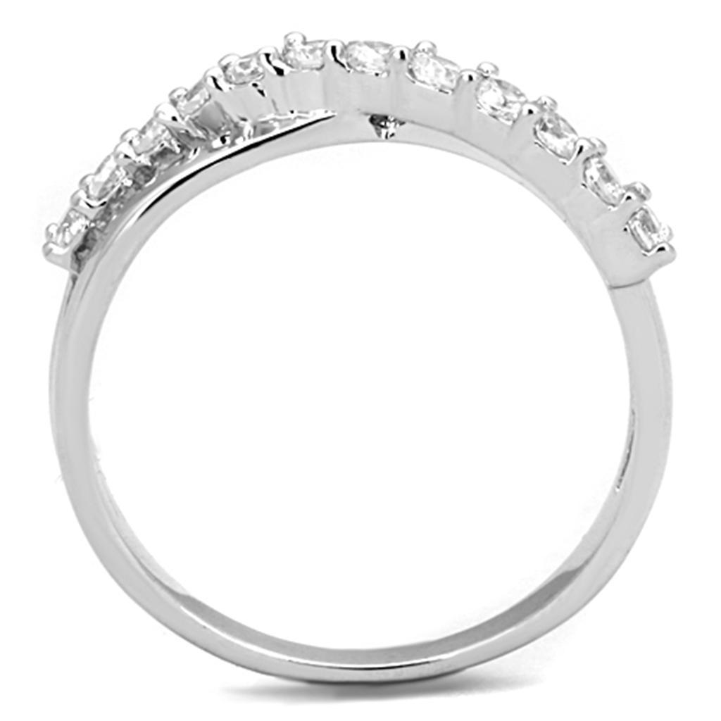 3W742 - Rhodium Brass Ring with AAA Grade CZ  in Clear-2