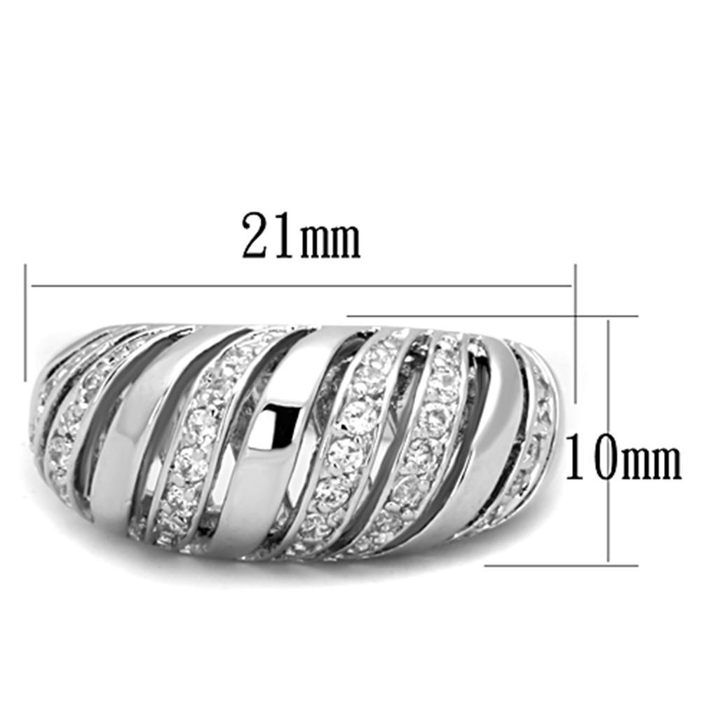 3W743 - Rhodium Brass Ring with AAA Grade CZ  in Clear-1