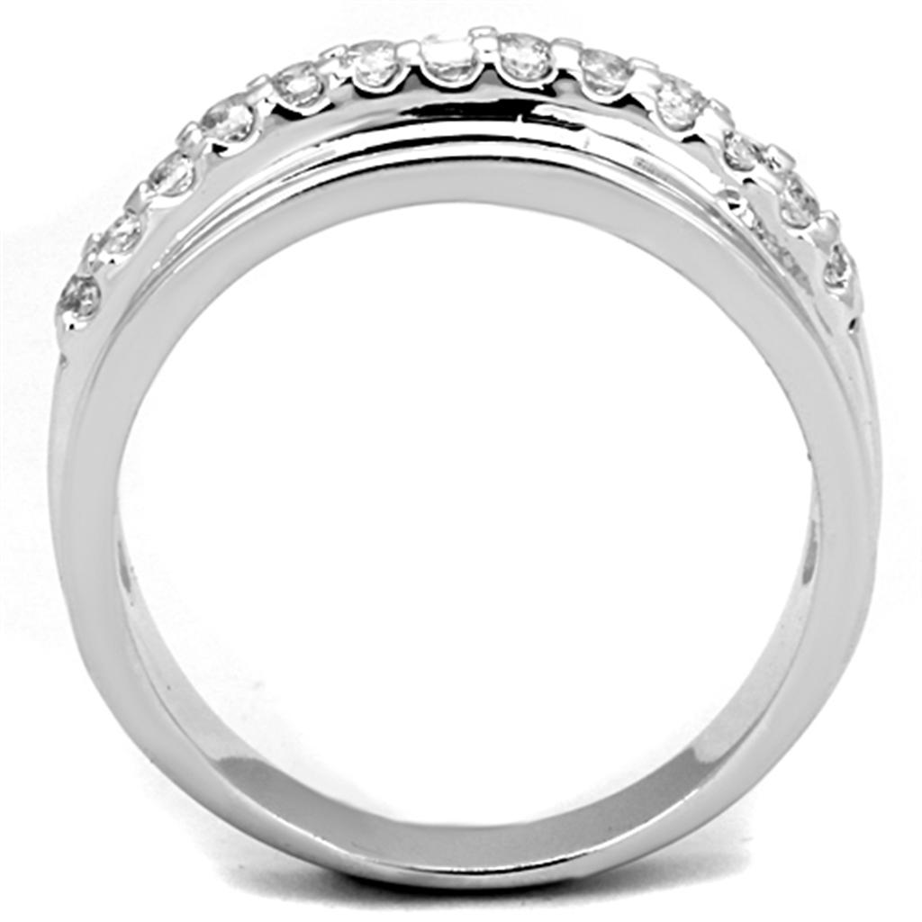 3W748 - Rhodium Brass Ring with AAA Grade CZ  in Clear-2