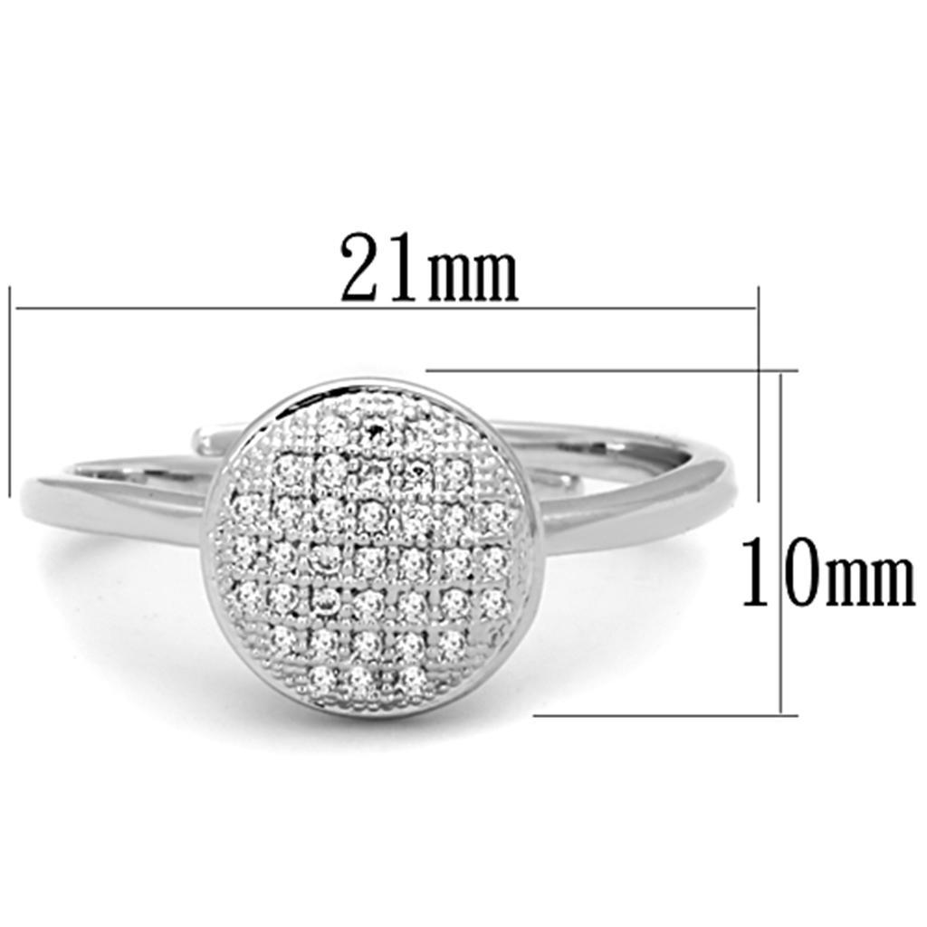 3W749 - Rhodium Brass Ring with AAA Grade CZ  in Clear-1