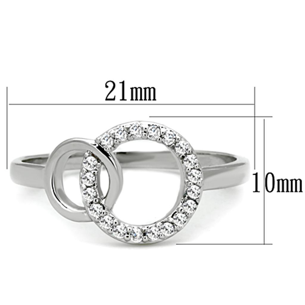 3W756 - Rhodium Brass Ring with AAA Grade CZ  in Clear-1