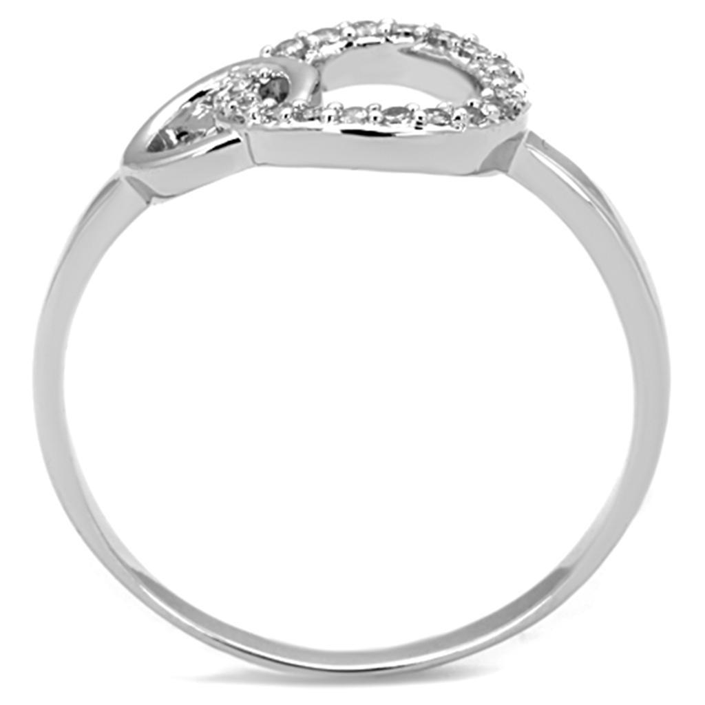 3W756 - Rhodium Brass Ring with AAA Grade CZ  in Clear-2