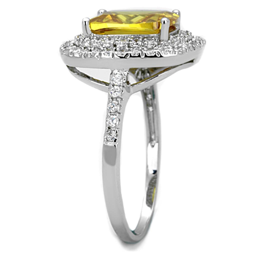 3W760 - Rhodium Brass Ring with AAA Grade CZ  in Topaz-3